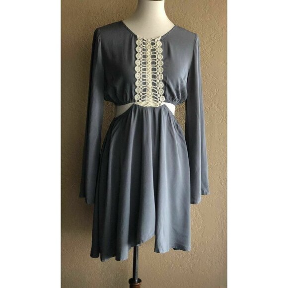 Swell Womens Gray Rayon Crochet Baja Cut Out Dress - Picture 6 of 10